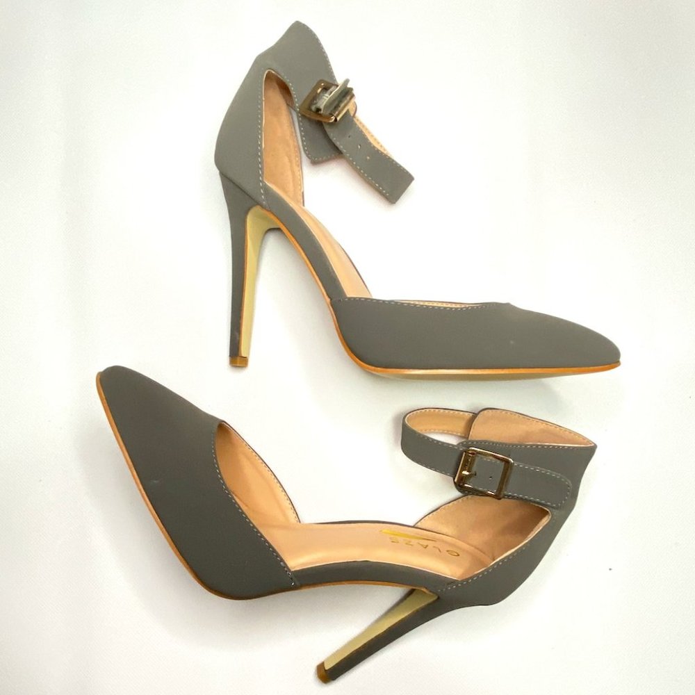 NEW Grey Ankle Strap Heels